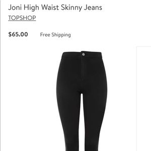 Topshop Joni Black Jeans - PRICE NOT FIRM! OFFER